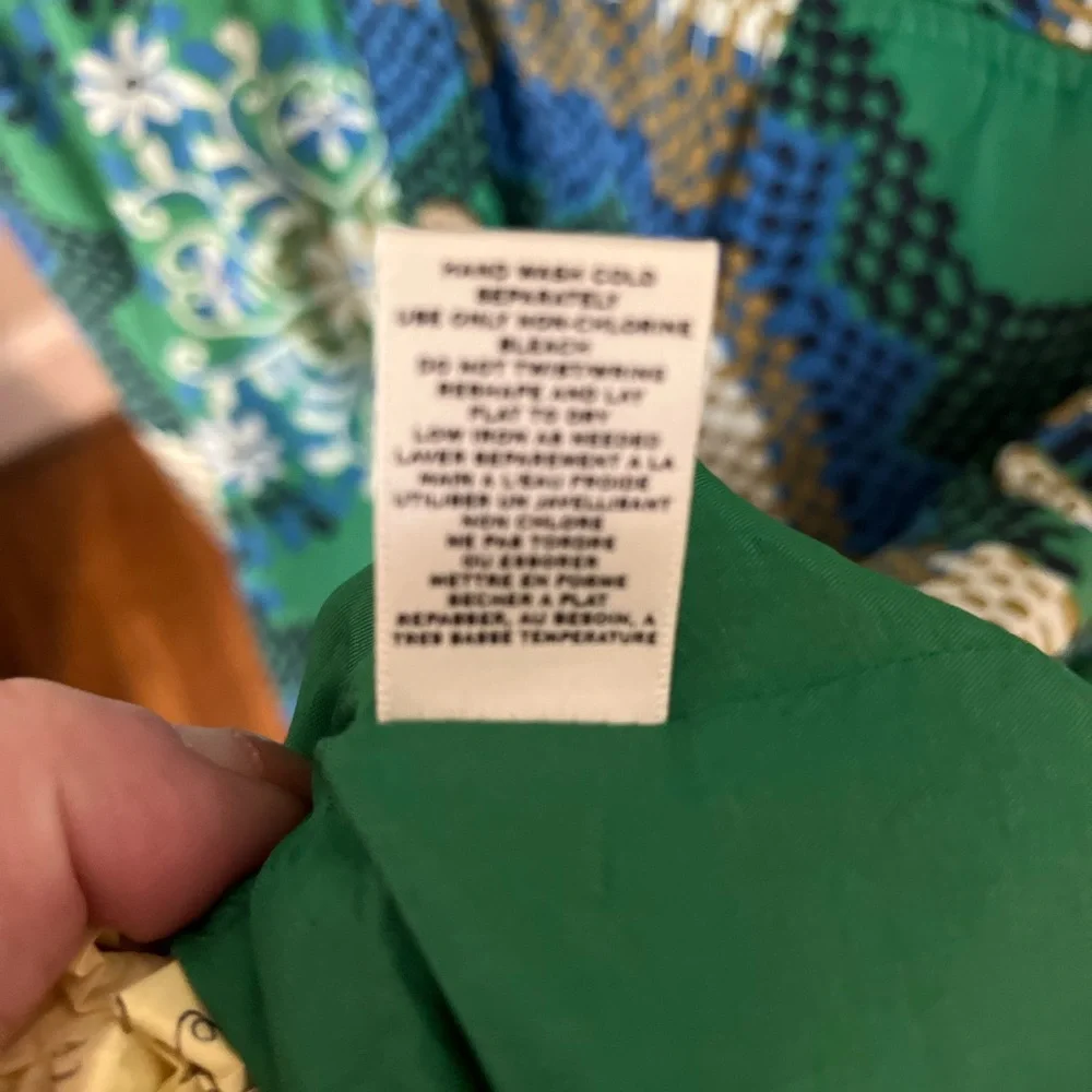 Moulinette Soeurs Green and Blue Geometric Midi Dress - Picture 7 of 7